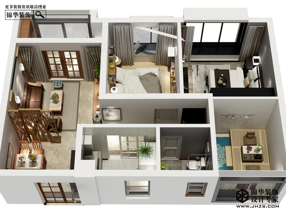 中南錦苑89平米 新中式戶型解析-裝修設(shè)計(jì)方案-南京錦華裝飾設(shè)計(jì)公司