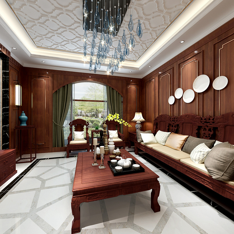 聽藍灣別墅裝修|大學城別墅龍湖聽藍灣裝修案例效果圖