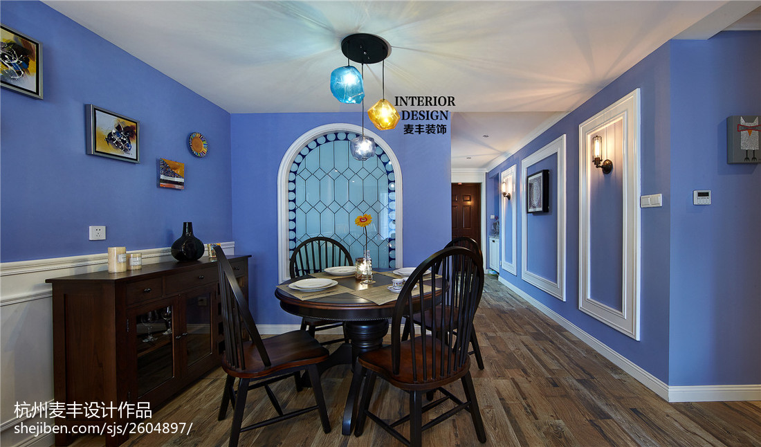 混搭風格餐廳吊燈裝修圖片 &ndash; 設計本裝修效果圖